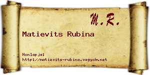Matievits Rubina névjegykártya